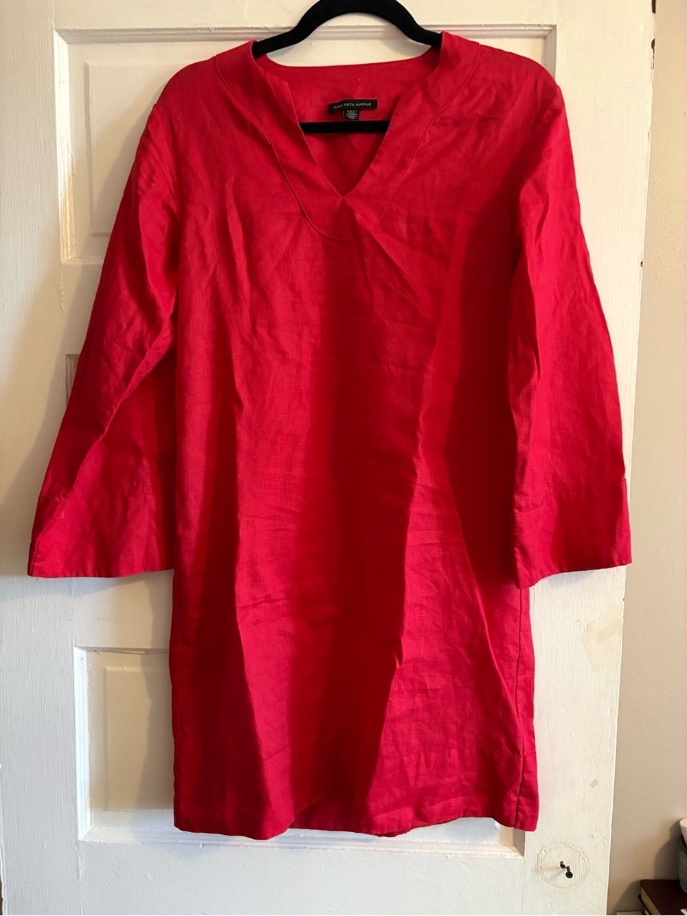Saks Fifth Avenue Red Women's Linen Dress XS